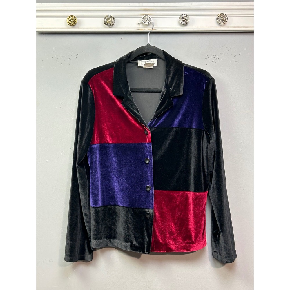 Giorgio Fiorini Collection Velvet Colorblock Blazer Jacket Women's Size‎ Medium